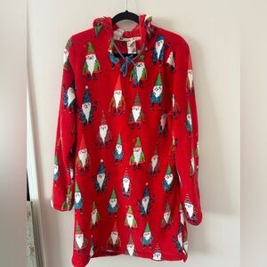 Munki Munki Plush Fleece Christmas Gnomes Red Hoodie Robe Pajamas Nightshirt XL